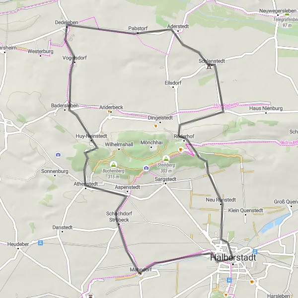 Karten-Miniaturansicht der Radinspiration "Schachdorf Ströbeck - Dedeleben Rundtour" in Sachsen-Anhalt, Germany. Erstellt vom Tarmacs.app-Routenplaner für Radtouren