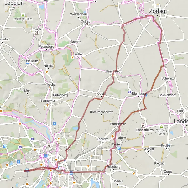 Karten-Miniaturansicht der Radinspiration "Erkundung historischer Stätten" in Sachsen-Anhalt, Germany. Erstellt vom Tarmacs.app-Routenplaner für Radtouren