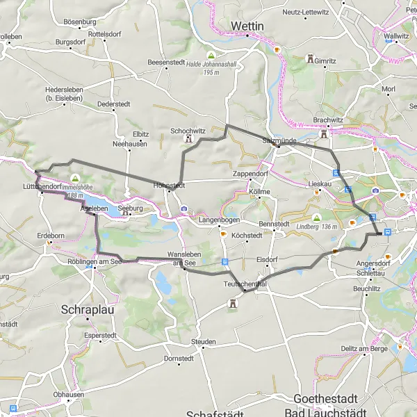 Karten-Miniaturansicht der Radinspiration "Franzosenberg-Tour" in Sachsen-Anhalt, Germany. Erstellt vom Tarmacs.app-Routenplaner für Radtouren