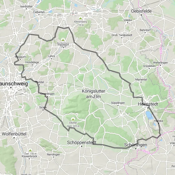 Karten-Miniaturansicht der Radinspiration "Große Rundtour durch Schöningen und Harbke" in Sachsen-Anhalt, Germany. Erstellt vom Tarmacs.app-Routenplaner für Radtouren