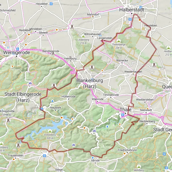 Karten-Miniaturansicht der Radinspiration "Offroad-Abenteuer im Harz: Graveltour rund um Harsleben" in Sachsen-Anhalt, Germany. Erstellt vom Tarmacs.app-Routenplaner für Radtouren