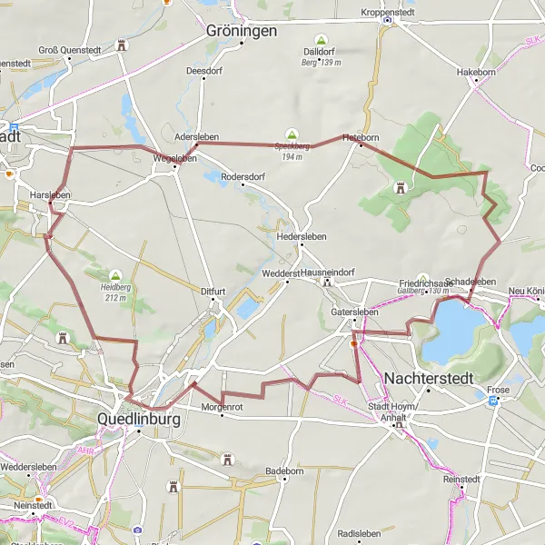 Karten-Miniaturansicht der Radinspiration "Quedlinburger Höhenweg" in Sachsen-Anhalt, Germany. Erstellt vom Tarmacs.app-Routenplaner für Radtouren