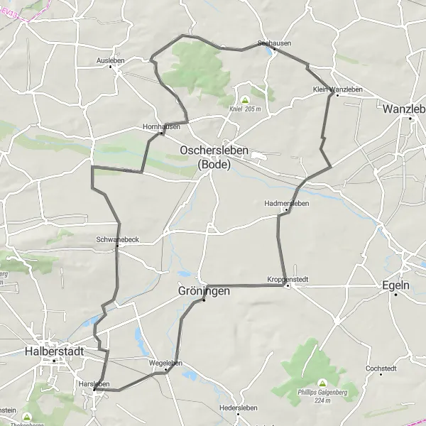 Karten-Miniaturansicht der Radinspiration "Malerei am Rande: Radtour von Harsleben" in Sachsen-Anhalt, Germany. Erstellt vom Tarmacs.app-Routenplaner für Radtouren