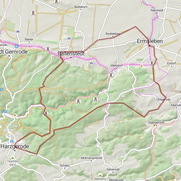 Karten-Miniaturansicht der Radinspiration "Gravel-Rundweg durch den Harz ab Harzgerode" in Sachsen-Anhalt, Germany. Erstellt vom Tarmacs.app-Routenplaner für Radtouren