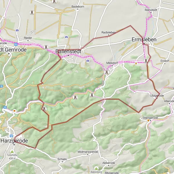 Map miniature of "Exploring Harzgerode and Surroundings" cycling inspiration in Sachsen-Anhalt, Germany. Generated by Tarmacs.app cycling route planner