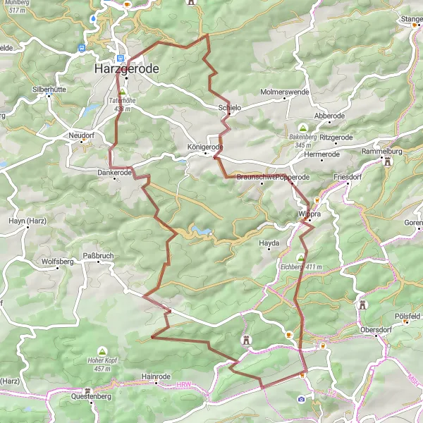 Karten-Miniaturansicht der Radinspiration "Abenteuerliche Graveltour durch den Harz" in Sachsen-Anhalt, Germany. Erstellt vom Tarmacs.app-Routenplaner für Radtouren