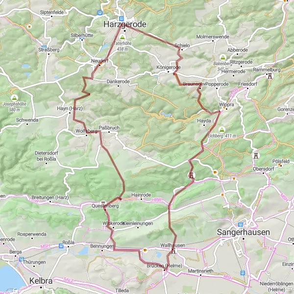 Karten-Miniaturansicht der Radinspiration "Gravel-Tour durch den Harz" in Sachsen-Anhalt, Germany. Erstellt vom Tarmacs.app-Routenplaner für Radtouren