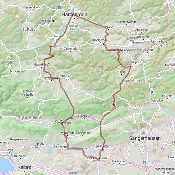 Map miniature of "Ziegenberg Gravel Adventure" cycling inspiration in Sachsen-Anhalt, Germany. Generated by Tarmacs.app cycling route planner