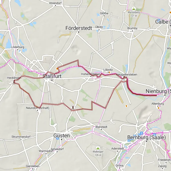 Map miniature of "Gravel Exploration with Cultural Charms" cycling inspiration in Sachsen-Anhalt, Germany. Generated by Tarmacs.app cycling route planner