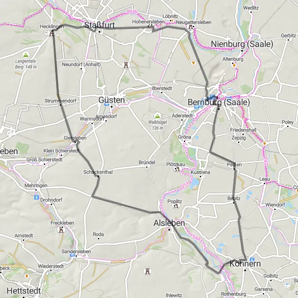 Karten-Miniaturansicht der Radinspiration "Rundtour durch Bernburg und Umgebung" in Sachsen-Anhalt, Germany. Erstellt vom Tarmacs.app-Routenplaner für Radtouren