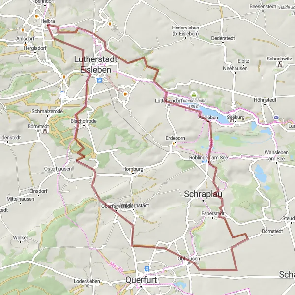 Karten-Miniaturansicht der Radinspiration "Wormsleben nach Helbra Rundtour" in Sachsen-Anhalt, Germany. Erstellt vom Tarmacs.app-Routenplaner für Radtouren