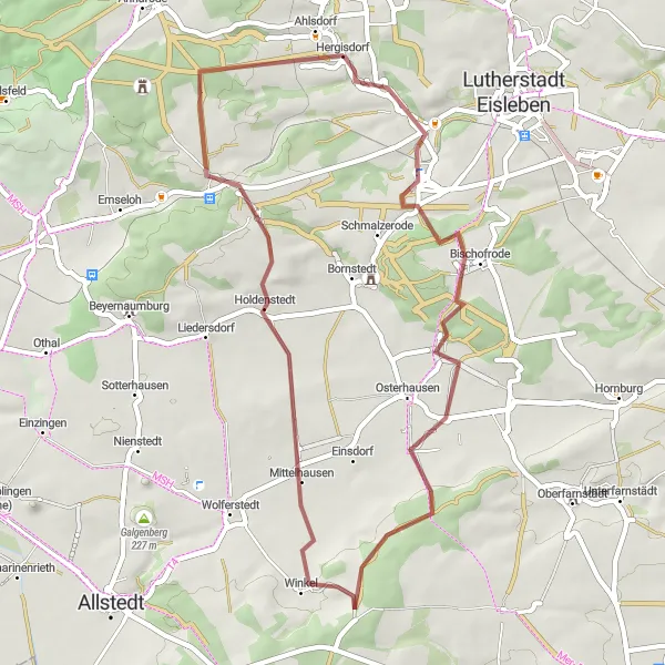 Map miniature of "Wimmelburg Loop" cycling inspiration in Sachsen-Anhalt, Germany. Generated by Tarmacs.app cycling route planner