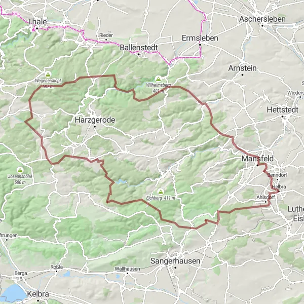 Karten-Miniaturansicht der Radinspiration "Bergbaupfad und Burg Anhalt Rundweg" in Sachsen-Anhalt, Germany. Erstellt vom Tarmacs.app-Routenplaner für Radtouren