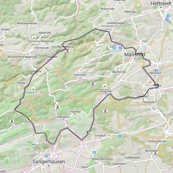 Karten-Miniaturansicht der Radinspiration "Ahlsdorf nach Benndorf Rundtour" in Sachsen-Anhalt, Germany. Erstellt vom Tarmacs.app-Routenplaner für Radtouren