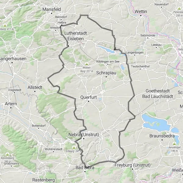 Map miniature of "Dederstedt Road Loop" cycling inspiration in Sachsen-Anhalt, Germany. Generated by Tarmacs.app cycling route planner