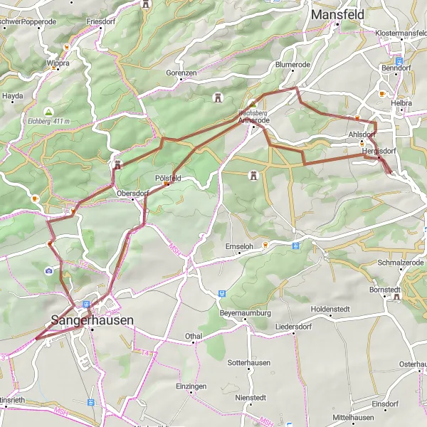 Karten-Miniaturansicht der Radinspiration "Gravelabenteuer Kupferberg-Ahlsdorf" in Sachsen-Anhalt, Germany. Erstellt vom Tarmacs.app-Routenplaner für Radtouren