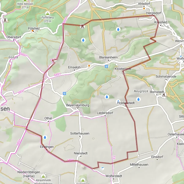 Karten-Miniaturansicht der Radinspiration "Rundfahrt von Hergisdorf" in Sachsen-Anhalt, Germany. Erstellt vom Tarmacs.app-Routenplaner für Radtouren