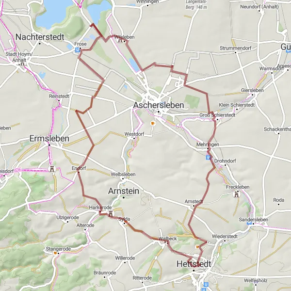 Karten-Miniaturansicht der Radinspiration "Hettstedt Gravel Tour" in Sachsen-Anhalt, Germany. Erstellt vom Tarmacs.app-Routenplaner für Radtouren