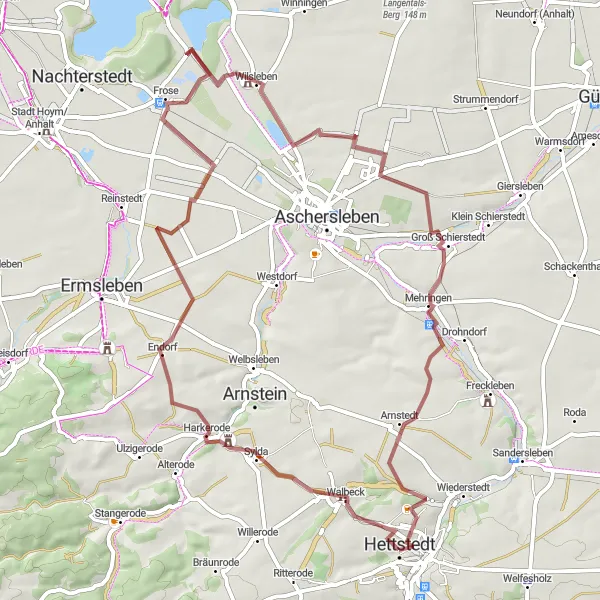 Map miniature of "Quarry and Castle Route" cycling inspiration in Sachsen-Anhalt, Germany. Generated by Tarmacs.app cycling route planner