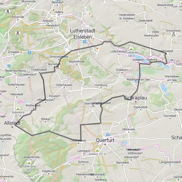 Karten-Miniaturansicht der Radinspiration "Kultur und Natur entlang des Radwegs bei Hallberg" in Sachsen-Anhalt, Germany. Erstellt vom Tarmacs.app-Routenplaner für Radtouren
