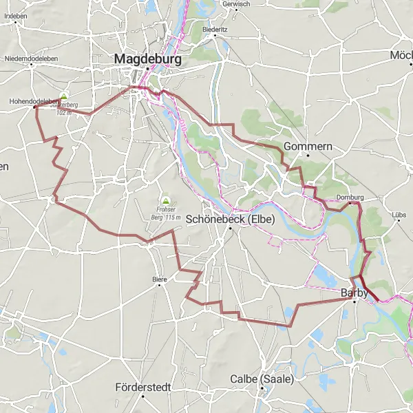 Map miniature of "The Ultimate Gravel Marathon" cycling inspiration in Sachsen-Anhalt, Germany. Generated by Tarmacs.app cycling route planner