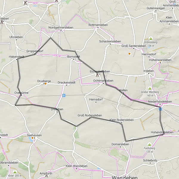 Karten-Miniaturansicht der Radinspiration "Rundweg Hohendodeleben - Niederndodeleben" in Sachsen-Anhalt, Germany. Erstellt vom Tarmacs.app-Routenplaner für Radtouren