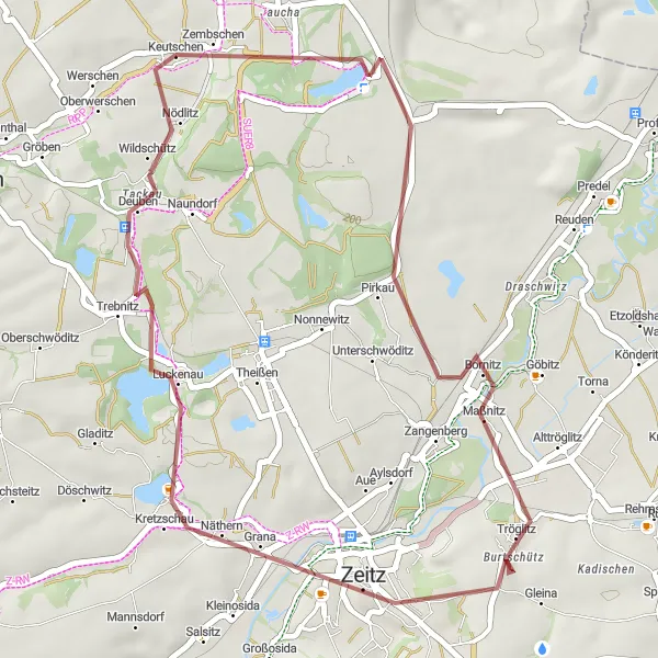 Karten-Miniaturansicht der Radinspiration "Gravelabenteuer rund um Hohenmölsen" in Sachsen-Anhalt, Germany. Erstellt vom Tarmacs.app-Routenplaner für Radtouren
