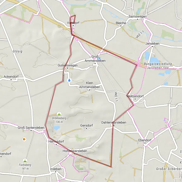 Map miniature of "Hermsdorf Loop" cycling inspiration in Sachsen-Anhalt, Germany. Generated by Tarmacs.app cycling route planner