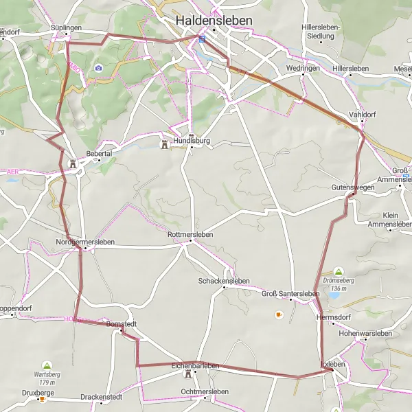 Map miniature of "Tour of Eichenbarleben and Haldensleben" cycling inspiration in Sachsen-Anhalt, Germany. Generated by Tarmacs.app cycling route planner