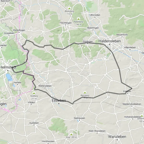 Karten-Miniaturansicht der Radinspiration "Herausfordernde Tour durch die Druxberge und Butterberg" in Sachsen-Anhalt, Germany. Erstellt vom Tarmacs.app-Routenplaner für Radtouren