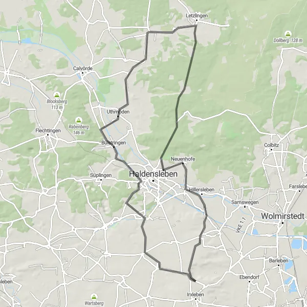 Map miniature of "Rottmersleben Loop" cycling inspiration in Sachsen-Anhalt, Germany. Generated by Tarmacs.app cycling route planner