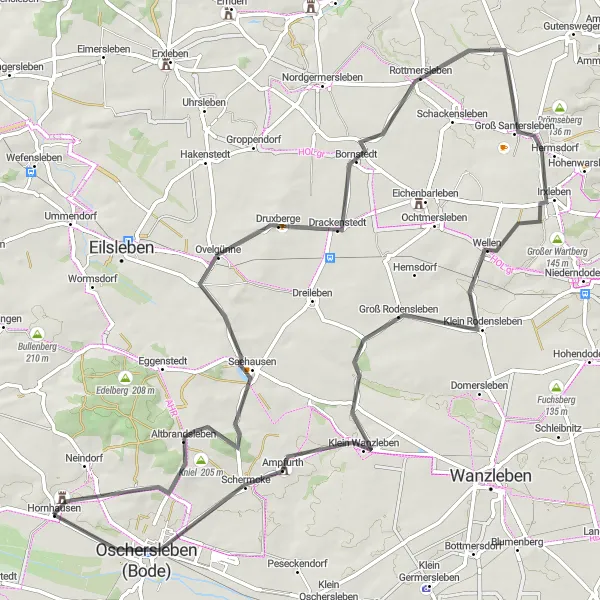 Map miniature of "Seehausen Adventure" cycling inspiration in Sachsen-Anhalt, Germany. Generated by Tarmacs.app cycling route planner