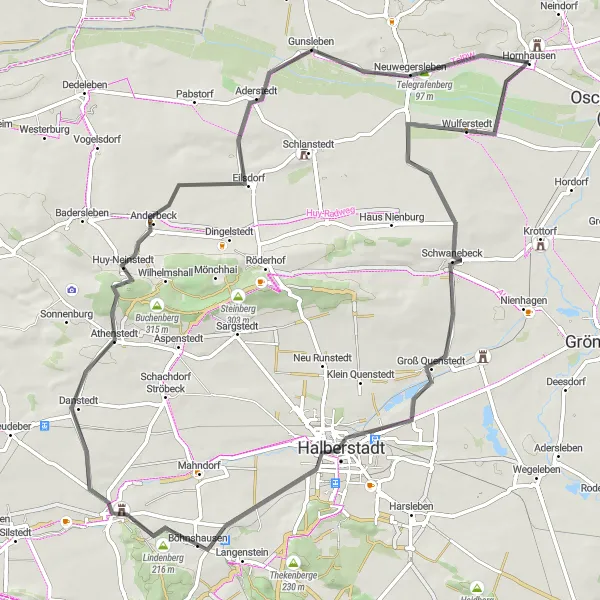 Map miniature of "Halberstadt Loop" cycling inspiration in Sachsen-Anhalt, Germany. Generated by Tarmacs.app cycling route planner