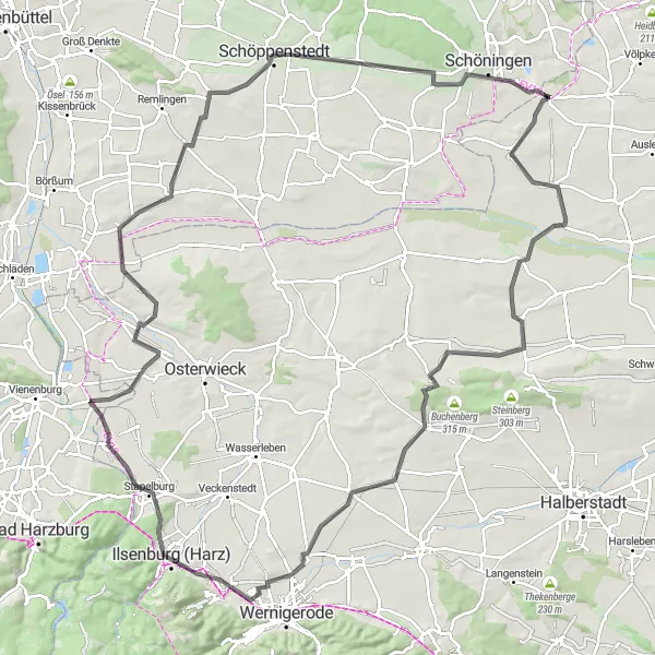 Map miniature of "Abbenrode Circuit" cycling inspiration in Sachsen-Anhalt, Germany. Generated by Tarmacs.app cycling route planner