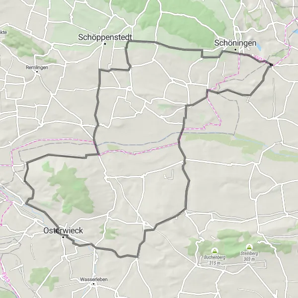 Map miniature of "Jerxheim & Veltheim Loop" cycling inspiration in Sachsen-Anhalt, Germany. Generated by Tarmacs.app cycling route planner