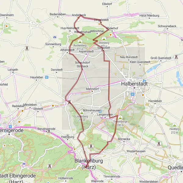Map miniature of "Exploring the Harz region on Gravel" cycling inspiration in Sachsen-Anhalt, Germany. Generated by Tarmacs.app cycling route planner