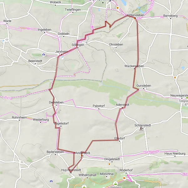 Map miniature of "Gravel Adventure in Badersleben" cycling inspiration in Sachsen-Anhalt, Germany. Generated by Tarmacs.app cycling route planner