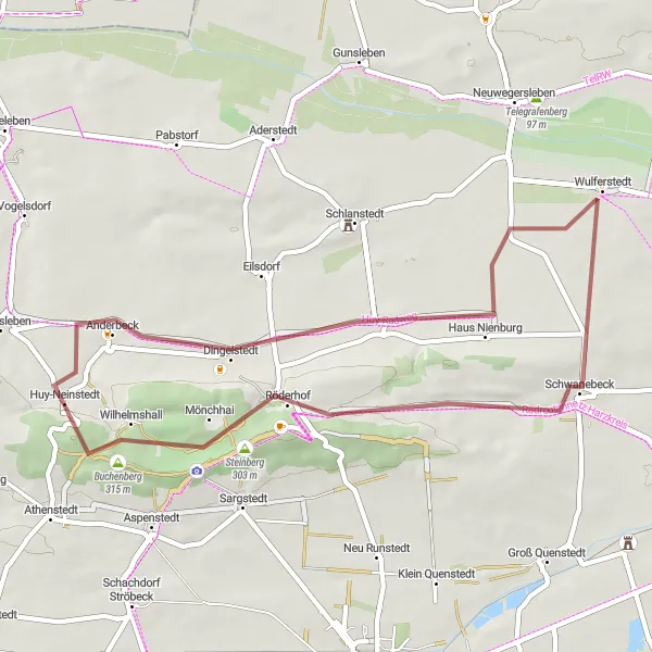 Map miniature of "Countryside Charm and Natural Beauty" cycling inspiration in Sachsen-Anhalt, Germany. Generated by Tarmacs.app cycling route planner