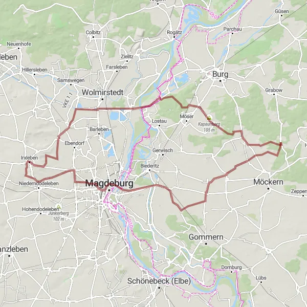 Karten-Miniaturansicht der Radinspiration "Gravel-Abenteuer um Irxleben" in Sachsen-Anhalt, Germany. Erstellt vom Tarmacs.app-Routenplaner für Radtouren
