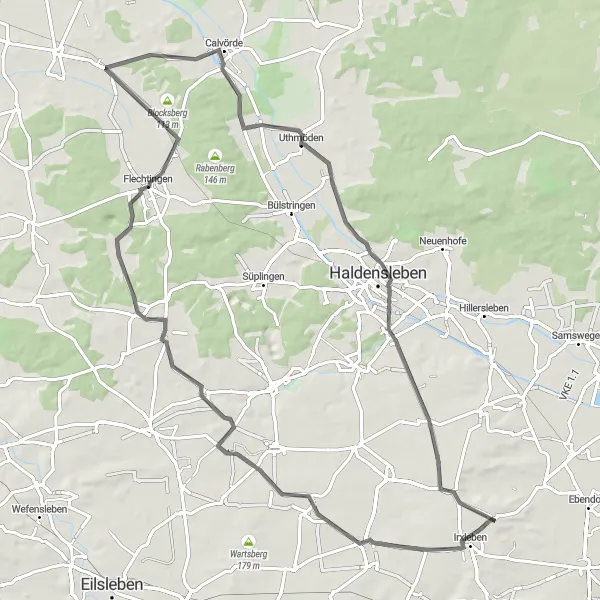 Map miniature of "Road Warrior" cycling inspiration in Sachsen-Anhalt, Germany. Generated by Tarmacs.app cycling route planner