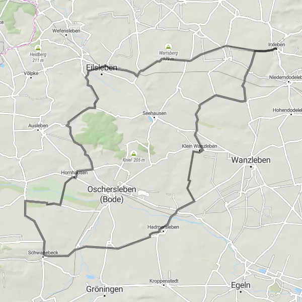 Karten-Miniaturansicht der Radinspiration "Rund um Irxleben" in Sachsen-Anhalt, Germany. Erstellt vom Tarmacs.app-Routenplaner für Radtouren