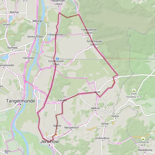 Map miniature of "Elbe Loop" cycling inspiration in Sachsen-Anhalt, Germany. Generated by Tarmacs.app cycling route planner