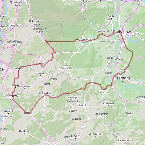 Map miniature of "Discover Rathenow" cycling inspiration in Sachsen-Anhalt, Germany. Generated by Tarmacs.app cycling route planner