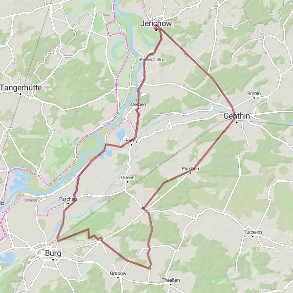 Karten-Miniaturansicht der Radinspiration "Gravel-Tour durch Weinberge und Natur" in Sachsen-Anhalt, Germany. Erstellt vom Tarmacs.app-Routenplaner für Radtouren