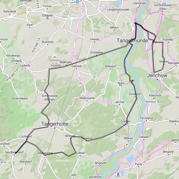 Map miniature of "The Historic Route" cycling inspiration in Sachsen-Anhalt, Germany. Generated by Tarmacs.app cycling route planner