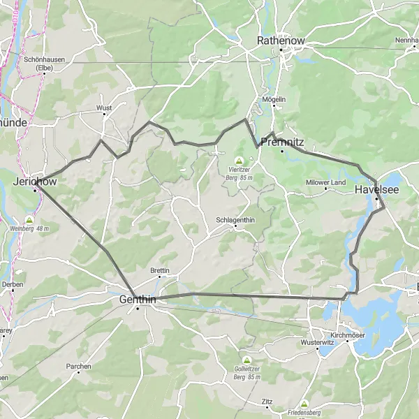 Map miniature of "Zollchow Explorer" cycling inspiration in Sachsen-Anhalt, Germany. Generated by Tarmacs.app cycling route planner