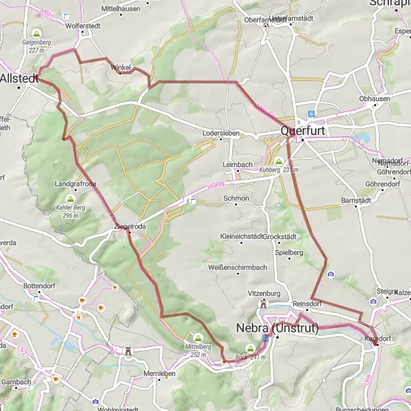 Map miniature of "Unstruttal Loop" cycling inspiration in Sachsen-Anhalt, Germany. Generated by Tarmacs.app cycling route planner