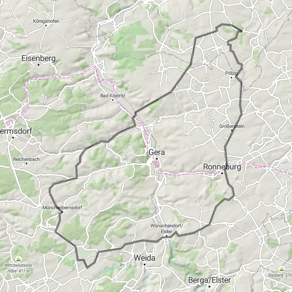 Karten-Miniaturansicht der Radinspiration "Radtour um Kayna" in Sachsen-Anhalt, Germany. Erstellt vom Tarmacs.app-Routenplaner für Radtouren