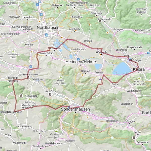 Karten-Miniaturansicht der Radinspiration "Badra-Aussichtsturm-Runde" in Sachsen-Anhalt, Germany. Erstellt vom Tarmacs.app-Routenplaner für Radtouren