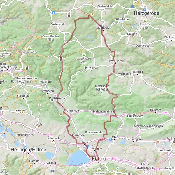 Map miniature of "The Harz Gravel Loop" cycling inspiration in Sachsen-Anhalt, Germany. Generated by Tarmacs.app cycling route planner